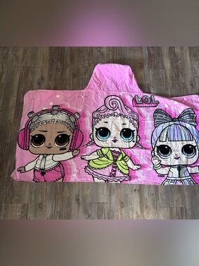 LOL Surprise Kids Bath & Beach Soft Cotton Terry Hooded towel wrap